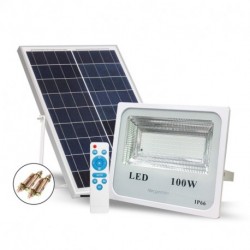 Necgemlex Solar Flood Lights Outdoor - A Plus 100W Solar Powered Street Light, 120 LEDs 6000 Lumens Waterproof IP66 with Remote Control Security Lighting for Yard, Garden, Gutter, Swimming Pool, Path