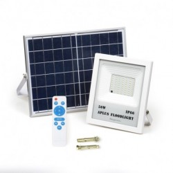 Necgemlex Solar Flood Lights Outdoor 2nd ver -  50W Outdoor LED Solar Flood Light Street Security Light IP66 Waterproof White 5800K 62 LEDs Auto On/Off with Remote and Bracket for Exterior Roads Yard Garden Pathway Landscape